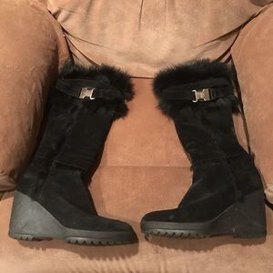Coach Suede Wedge Fur Boots 9m